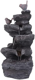 Resin Stone Imitation Desktop Waterfall Fountain with LED Lights, Tabletop Relax Water Feature Ornament, Art Decor for Home Office Indoor Decoration by Unknown
