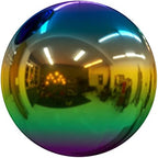 15 inch Diameter Gazing Ball,Rainbow Stainless Steel Polished Reflective Smooth Garden Sphere Globe Mirror,Colorful and Shiny Addition to Any Garden or Home by JforSJizT
