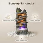 Water Fountain Outdoor,Corded Electric 6-Tier Cascading Rock Waterfall with LED Lights,Garden Fountain with Built-in Pump & Water Circulation,Weather-Resistant Resin for Patio (26.5) - Image 5