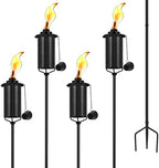 SNOGSWOG 4 Pack Garden Torches, 16 oz Metal Torch for Outside with 3-Prong Grounded Stake, Outdoor Decorative Citronella Torches, 59 inch Garden Décor Torches by SNOGSWOG