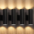 LUTEC Outdoor Wall Light Fixtures, Integrated LED Cylinder Up-Down Sconce, 16W 3000K Waterproof Aluminum Exterior Lighting, Modern Matte Black Wall Sconce Outdoor Lighting for Porch, Entryway, 4 Pack by LUTEC
