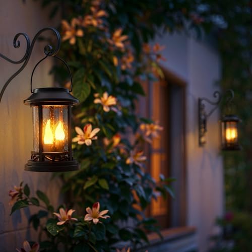 Beautyard 6 Packs Outdoor Solar Candles Lights Flickering Decorative Lantern Stake Lighting for Garden, Backyard, Lawn, Pathway, Patio Accessories and Decor ( Small 6 Pack , Black )… - Image 4