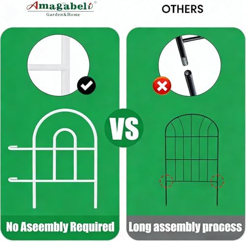 AMAGABELI 25 Panels 24in(H)×35ft(L) Decorative Garden Fence No Dig Rustproof Metal Pre-Linking Fence Panels Garden Edging Border Animal Barrier Fencing for Flower Beds Yard Patio Outdoor Decor White - Image 3