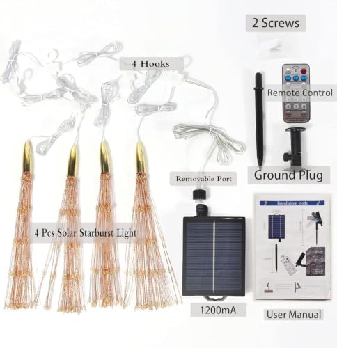 4 Pack 800 LED Solar Starburst Sphere Lights,Firework Light Remote Control - Image 6