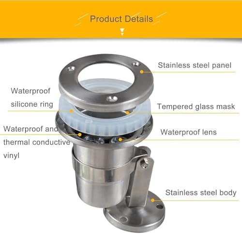 Submersible LED Light - Pool Spotlights, AC 12V Low Voltage RGB Pond Lighting, IP68 Waterproof Stainless Steel Underwater Landscape Light, With Remote Control Color-changing Spotlight(Yellow Light,18W - Image 4