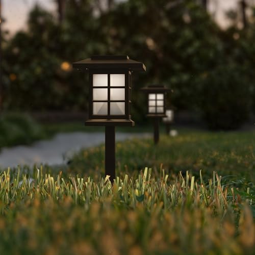 Flash Furniture Lantern Style All-Weather LED Solar Lights, Brown, 8-Pack - Image 2