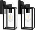 Brightever 2-Pack Outdoor Wall Lantern, Exterior Waterproof Wall Sconce Light Fixtures, Black Outside Wall Lights with Clear Glass for House, Porch, Front Door, Garage, Patio, Bulbs Not Included by Brightever