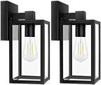 Brightever 2-Pack Outdoor Wall Lantern, Exterior Waterproof Wall Sconce Light Fixtures, Black Outside Wall Lights with Clear Glass for House, Porch, Front Door, Garage, Patio, Bulbs Not Included by Brightever