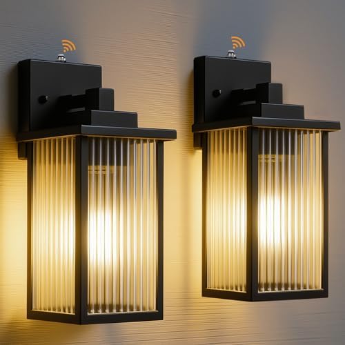 2-Pack 13" Black Dusk to Dawn Wall-Mounted Exterior Light Fixtures by hameso