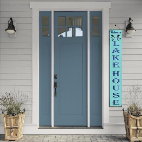 Welcome To The Lake House Front Porch Sign Lake House Welcome Sign Seasonal Beach Wooden Plaque Hanging Outdoor Farmhouse For Spring Summer Yard Standing Decorations 8x64inch - Image 5