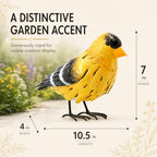 GUTE American Goldfinch Metal Garden Bird, Yard Sculpture Art - Large Realistic Standing Gold Finch Bird - Outdoor Fall, Winter, Spring, Summer Decoration - Decor - Perfect and Sympathy Gifts - Image 2