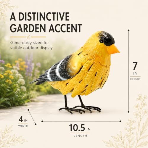 GUTE American Goldfinch Metal Garden Bird, Yard Sculpture Art - Large Realistic Standing Gold Finch Bird - Outdoor Fall, Winter, Spring, Summer Decoration - Decor - Perfect and Sympathy Gifts - Image 2