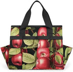 Apples Garden Tool Bag Organizer Heavy Duty Fruit Green Leaf Gardening Tote Bag with 10 Pockets for Women Men Gardening Gifts by Home