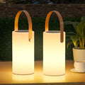 2-Pack Solar Table Lamp Outdoor Water-Resistant LED Portable Solar Lantern Warm RGB Rechargeable Cordless Lights for Patio Deck Camping by NICEBUY