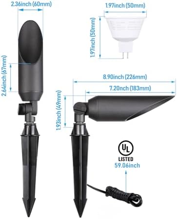LEONLITE 4-Pack 9 Inch Landscape Spotlight with 7W 3000K MR16 Bulbs - Image 6