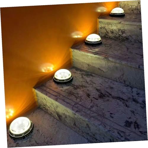 Lurrose 4pcs LED Solar Ground Lamp Outdoor Disc Lighting for Garden - Image 4