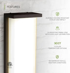 ASD LED 14" Outdoor Wall Light, Front Door House Sconce | 3CCT, Dimmable, Waterproof, ETL Listed | 20W 1900LM 3000-5000K 120V | Exterior Patio Lighting Fixture, Flush Mount Porch Lamp | Black - Image 3