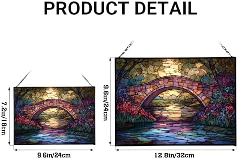 Rainbow Bridge Over Meadow Stream Rectangular Stained Glass Suncatcher – Hanging Window Panel with Animal & Nature Scene – Vibrant Glass Art Gift for Wildlife, Fantasy, Nature Lovers wL1my9 - Image 4