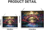 Rainbow Bridge Over Meadow Stream Rectangular Stained Glass Suncatcher – Hanging Window Panel with Animal & Nature Scene – Vibrant Glass Art Gift for Wildlife, Fantasy, Nature Lovers wL1my9 - Image 4