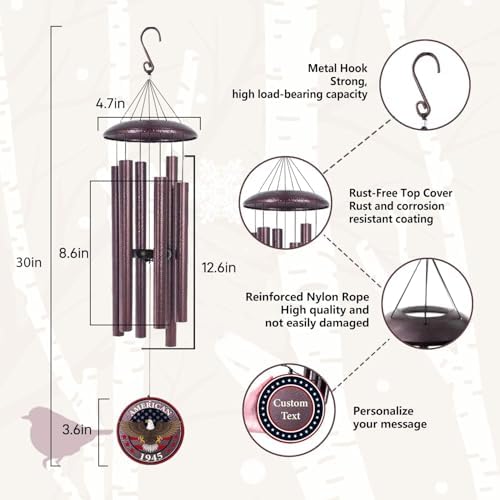 Personalized Wind Chimes for Military, Memory Gifts for US Veteran, Memorial Wind Chimes for Loss Loved One, Sympathy Gifts for Loss Soldiers Navy, Army, Air Force - Image 4
