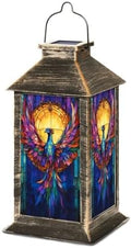 Solar Lantern Colorful Stained Glass Vibrant Feather Sunset Rising Flame Bird Winged Outdoor Waterproof Hanging Solar Light Outside Lights for Patio Yard House Lawn Decor Birthday Gifts for Women Mom by Unknown