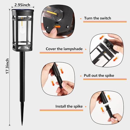 iBaycon 8 Pack LED Solar Pathway Lights Outdoor Waterproof, Warm White - Image 5