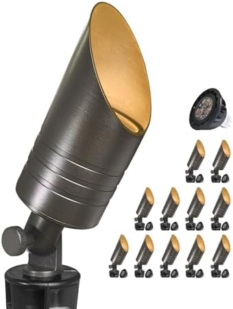 MALORY Solid Brass Landscape Spotlight 12-Pack with 5W MR16 Bulb(S05) by MALORY