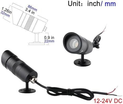 LED Landscape Spotlights- Mini Anti-Glare, 3W 12V-24V DC, IP67 Waterproof Garden Lights,Outdoor Decorative Lamps,Warm White 3000K, Black - Image 2