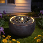 Rusted Ripple Fountain w/Warm LED, Resin Indoor Outdoor Zen Decor by Unknown