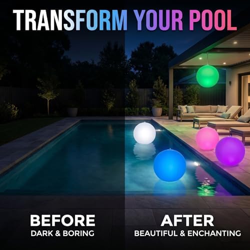 HAPIKAY Solar Floating Pool Lights, 2 Pack, 14-Inch Auto Color-Changing LED Light Balls, Waterproof Inflatable Solar Pool Light, Patio, Backyard Pond Event Wedding Decor - Image 3