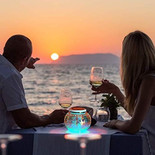Solar Outdoor Table Lamp, Solar Powered Mosaic Glass Ball Garden Lights Waterproof Color Changing Mood Night Lights (Lantern) - Image 6