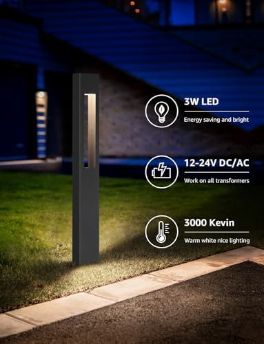 SUNVIE LED Low Voltage Landscape Lights 3W Pathway Lights Low Voltage 12-24V Landscape Path Lights 3000K CRI 90+ Aluminum Waterproof Pathway Lighting for Walkway Garden Yard ETL Listed Cord, 12 Pack - Image 2
