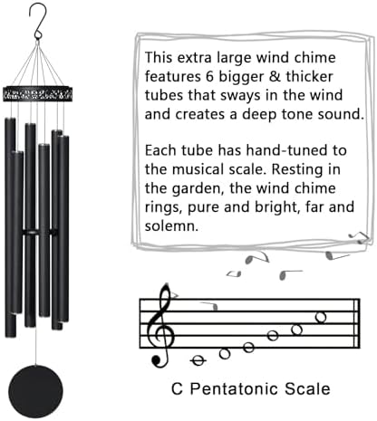 Suntimber 48" Large Wind Chimes for Outside Deep Tone, 6 Heavy Tubed Tubes - Image 3