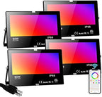 LED Flood Light Outdoor 800W Equivalent Bluetooth Smart Color Change Landscape Lighting DIY-Scene+RGB Colors+Warm White 2700K - APP & Group Control & Timing,IP66 Waterproof US 3-Plug Up Light 4Pack by Neliwo