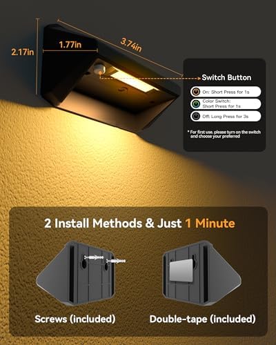 Solar Fence Lights Outdoor, 2 Pack Fence Lights Solar Powered RGB - Image 7