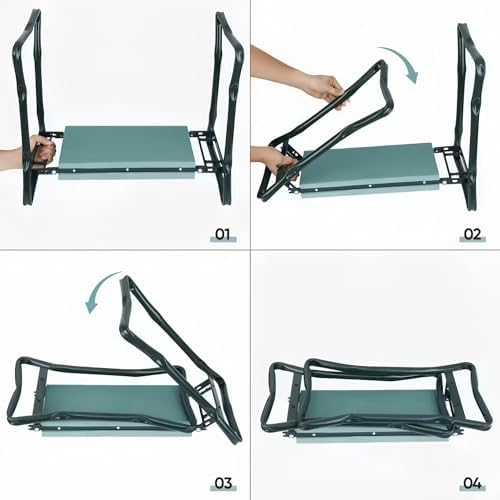 Foldable Garden Kneeler and seat with Gardening Tool Pouches Multi use Bench with Soft Kneeling Pad, Gardening Gifts for Women Men - Image 5