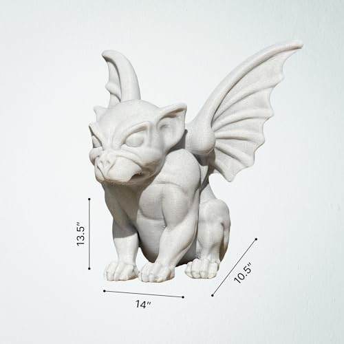 OLOMA Winged Gargoyle Garden Statue Gothic Mythical Creature Stone Sculpture Handmade Cement Fantasy Ornament Outdoor Yard Decor Medieval Gothic Decor Patio Lawn Porch Accent - Image 7