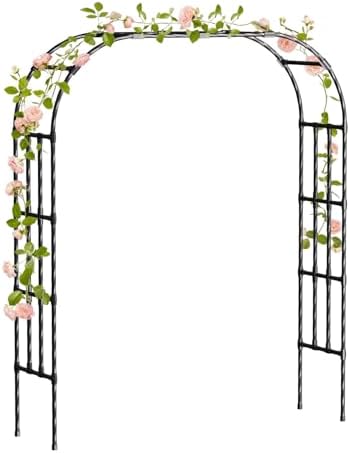 Metal Garden Arch Trellis 6.9 Ft for Climbing Plants Outdoor by PlusYard