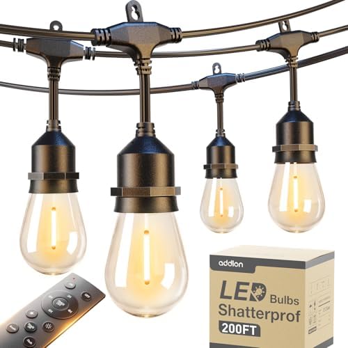 addlon 200FT Outdoor String Lights with Remote Dimmable Waterproof Patio by addlon