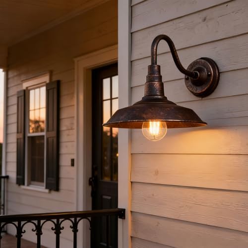 2-Pack Outdoor Barn Lights, 10" Bronze Gooseneck Wall Sconces - Image 4