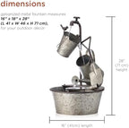 Alpine Corporation YHL106 Outdoor Floor 3-Tiered Metal Garden Tools Water Fountain, Tools and Faucet Waterfall, 28", Gray - Image 3