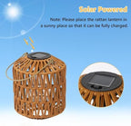2 Pack Solar Lanterns Outdoor Waterproof, Rattan Solar Lights for Garden, Patio, Yard, Hanging Decorative Landscape Lighting with Auto On/Off, Warm White - Image 2