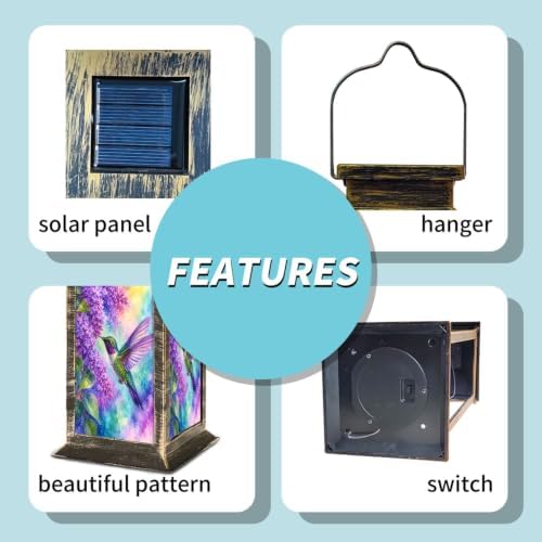 Solar Lantern Colorful Purple Flowers Outdoor Waterproof Garden Hanging Lantern Solar Powered Lighting Outside Solar Light for Patio Yard Camping, Gifts for Women Mom - Image 5