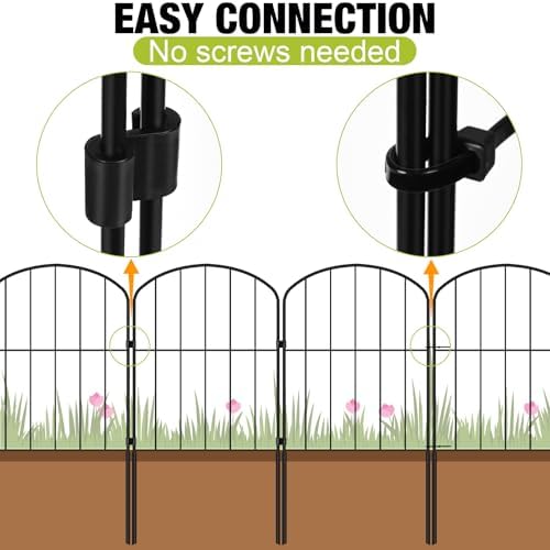 Decorative Garden Fence 24in (H) x 21ft (L), 20 Panels No Dig Garden Fencing Animal Barrier for Dogs Rabbits Arched Flower Bed Edging, Metal Wire Border Panel for Outdoor Patio Yard Decor - Image 3