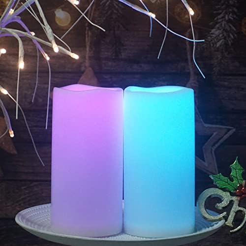 Color Changing Outdoor Battery Operated Flameless Candles Remote 4x8” 2 PCS - Image 2