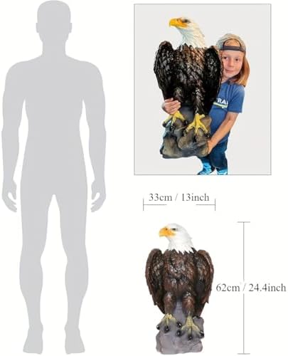 24.4" Tall Large Standing Bald Eagle Garden Statue Sculpture American Eagle - Image 3