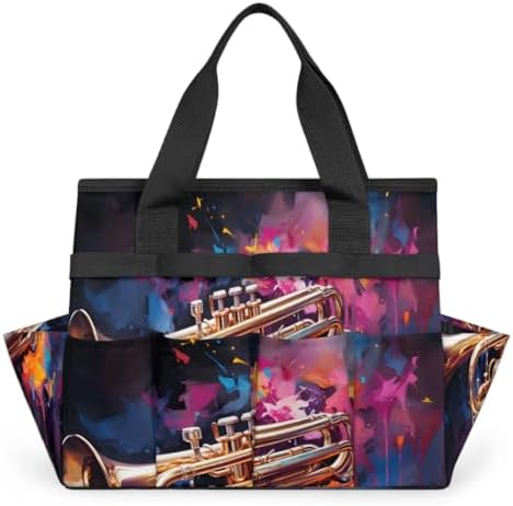Trumpet Garden Tool Bag Organizer Heavy Duty Music Theme Gardening Tote Bag with 10 Pockets for Women Men Gardening Gifts by Home