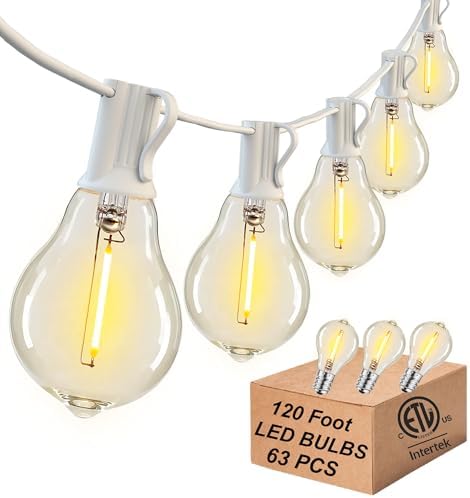 White Outdoor String Lights 120FT Waterproof Lighting for Patio Wedding by Lifeisgood