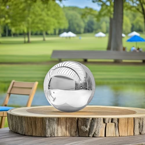 Stainless Steel Gazing Globe 225mm Mirror Polished Reflective Outdoor Decor - Image 4