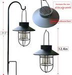 Solar Lanterns Outdoor Waterproof,4pack Hanging Solar Lights Lantern Lamp with Shepherd Hook, Metal Waterproof Edison Bulb Lights for Garden Outdoor Pathway - Image 3